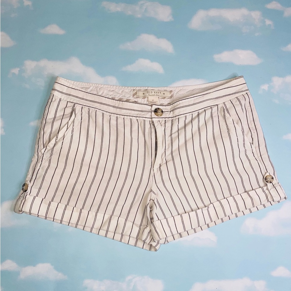Old Navy Low Rise, White Striped Shorts